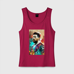 Майка женская хлопок Lionel Messi - football - striker, цвет: маджента