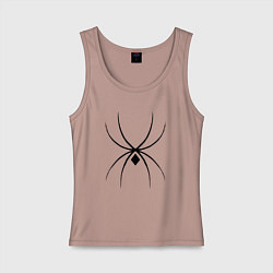 Майка женская хлопок Черный паук минимал, цвет: пыльно-розовый