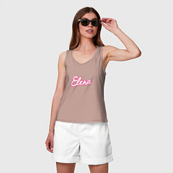 Майка женская хлопок Елена в стиле Барби - обьемный шрифт, цвет: пыльно-розовый — фото 2