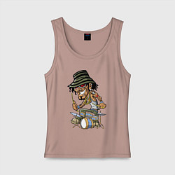 Майка женская хлопок Tatoo drummer, цвет: пыльно-розовый