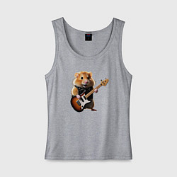 Майка женская хлопок Хомяк-певец, цвет: меланж