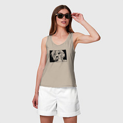 Майка женская хлопок Аниме тян горят глаза, цвет: миндальный — фото 2