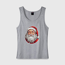 Майка женская хлопок Санта клаус иллюстрация-стикер, цвет: меланж