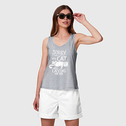 Майка женская хлопок Я опоздал потому что на мне лежалкот, цвет: меланж — фото 2