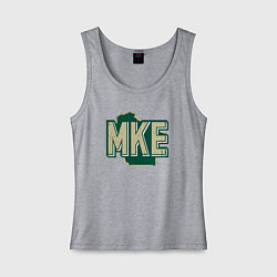 Майка женская хлопок Mke Bucks, цвет: меланж