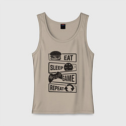 Женская майка Есть спать играть