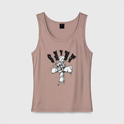 Майка женская хлопок Череп на кресте, цвет: пыльно-розовый
