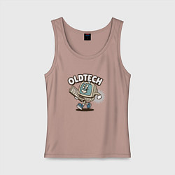 Майка женская хлопок Old school old tech, цвет: пыльно-розовый