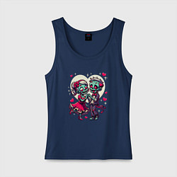 Майка женская хлопок Пара зомби - любовь, цвет: тёмно-синий