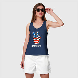 Майка женская хлопок USA peace, цвет: тёмно-синий — фото 2