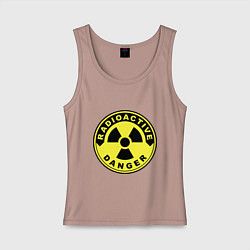 Майка женская хлопок Danger radiation sign, цвет: пыльно-розовый