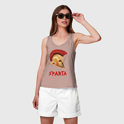Майка женская хлопок Спарта: шлем гоплита, цвет: пыльно-розовый — фото 2