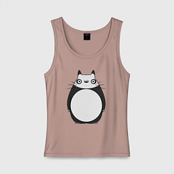 Майка женская хлопок Тоторо панда, цвет: пыльно-розовый