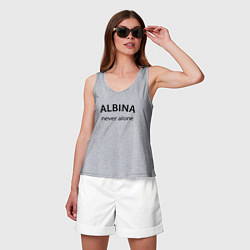 Майка женская хлопок Albina never alone - motto, цвет: меланж — фото 2