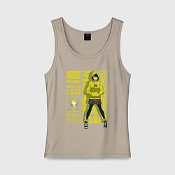 Майка женская хлопок Solo leveling Han Song-Yi, цвет: миндальный