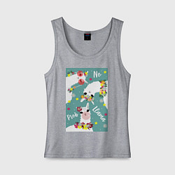 Женская майка Три ламы альпаки и цветы: no prob llama