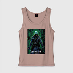 Майка женская хлопок Assassins creed стиль матрицы, цвет: пыльно-розовый