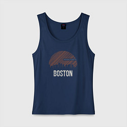 Майка женская хлопок Boston Massachusetts, цвет: тёмно-синий