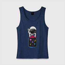 Майка женская хлопок Космос в баночке, цвет: тёмно-синий