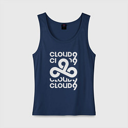 Майка женская хлопок Cloud9 - in logo, цвет: тёмно-синий