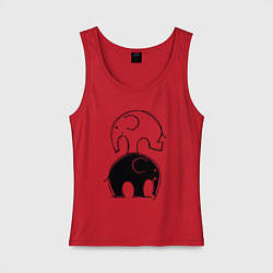 Майка женская хлопок Cute elephants, цвет: красный