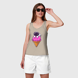 Майка женская хлопок Space ice cream, цвет: миндальный — фото 2