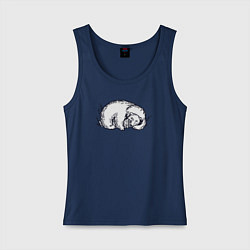 Майка женская хлопок Мишка с банкой мёда, цвет: тёмно-синий