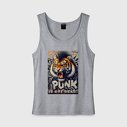 Майка женская хлопок Cool tiger - punks not dead, цвет: меланж