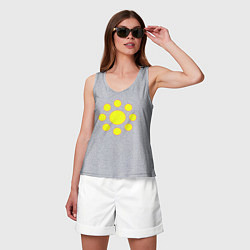 Майка женская хлопок Желтые окружности, цвет: меланж — фото 2