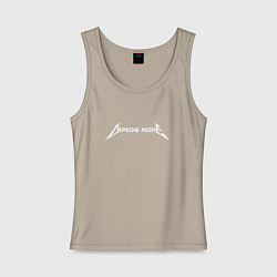 Майка женская хлопок Depeche Mode - Metallica logo, цвет: миндальный