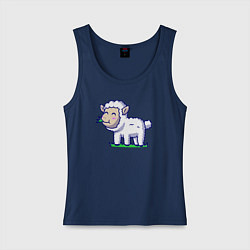 Майка женская хлопок Овечка на лугу, цвет: тёмно-синий