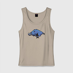 Майка женская хлопок Синий кабан, цвет: миндальный