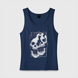 Майка женская хлопок Черепа и красноглазые злые духи, цвет: тёмно-синий