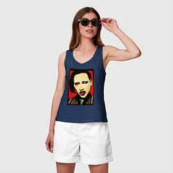 Майка женская хлопок Marilyn Manson face, цвет: тёмно-синий — фото 2