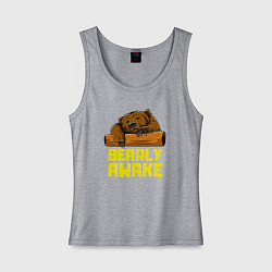 Майка женская хлопок Bearly awake, цвет: меланж