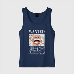 Майка женская хлопок Monkey D Luffy - wanted, цвет: тёмно-синий