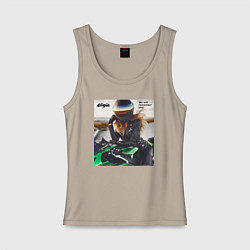 Женская майка Девушка на мотоцикле Kawasaki ninja- память