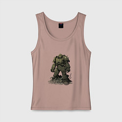 Майка женская хлопок Воин в силовой броне защитной - Fallout, цвет: пыльно-розовый