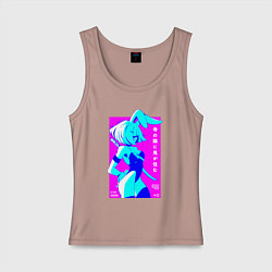 Майка женская хлопок Девочка зайчик-самурай с катаной - sexy, цвет: пыльно-розовый