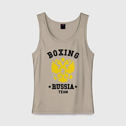 Майка женская хлопок Boxing Russia Team, цвет: миндальный