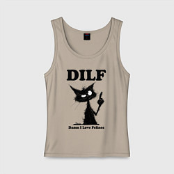 Женская майка DILF damn I love felines