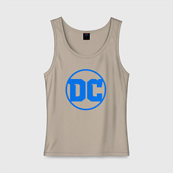 Майка женская хлопок DC comics logo, цвет: миндальный