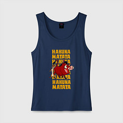 Майка женская хлопок Акуна матата Тимон и Пумба - Король лев, цвет: тёмно-синий