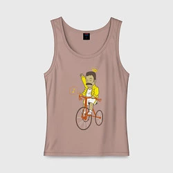 Майка женская хлопок Фредди на велосипеде, цвет: пыльно-розовый