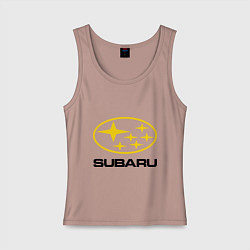 Майка женская хлопок Subaru Logo, цвет: пыльно-розовый