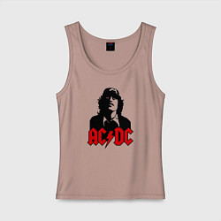 Майка женская хлопок AC/DC Madness, цвет: пыльно-розовый