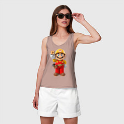 Майка женская хлопок Super Mario, цвет: пыльно-розовый — фото 2