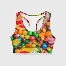 Топик спортивный женский Сладкие конфетки, цвет: 3D-принт