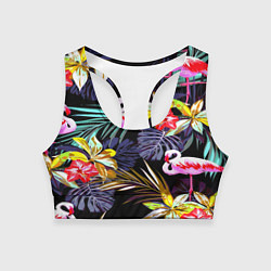 Топик спортивный женский Тропический фламинго, цвет: 3D-принт