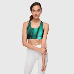 Топик спортивный женский Emerald lines, цвет: 3D-принт — фото 2